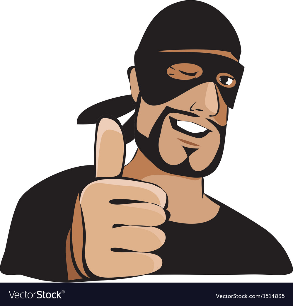 Man in black mask with thumb up