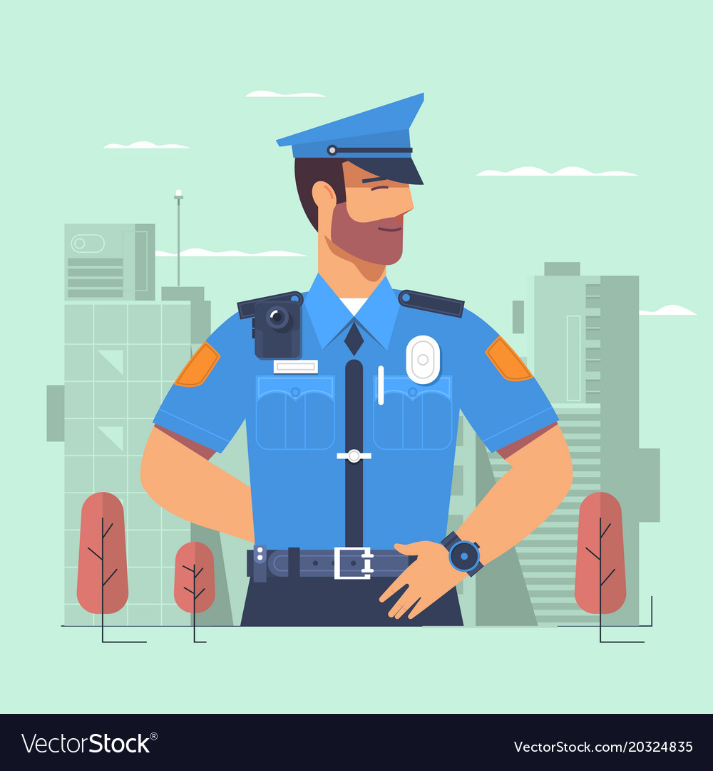 Police officer man of force standing full