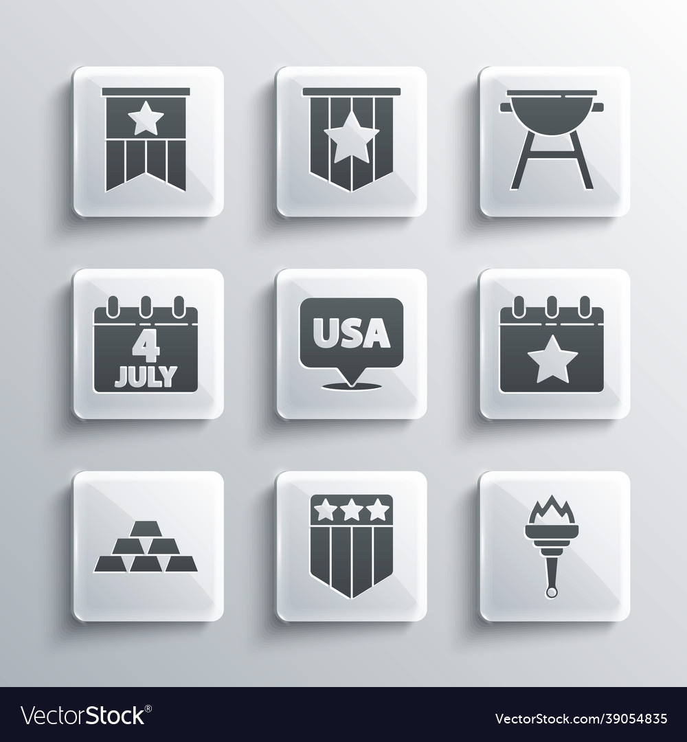 Set shield with stars torch flame calendar date Vector Image