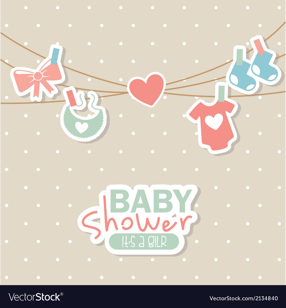 Baby shower design over dotted background