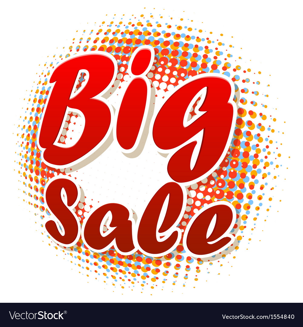 Big sale text on halftone pattern