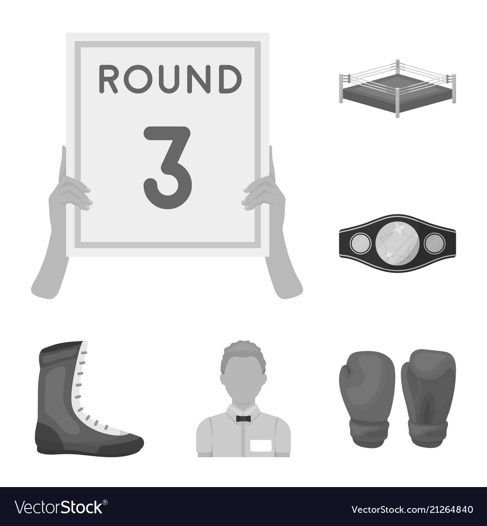 Boxing extreme sports monochrome icons in set