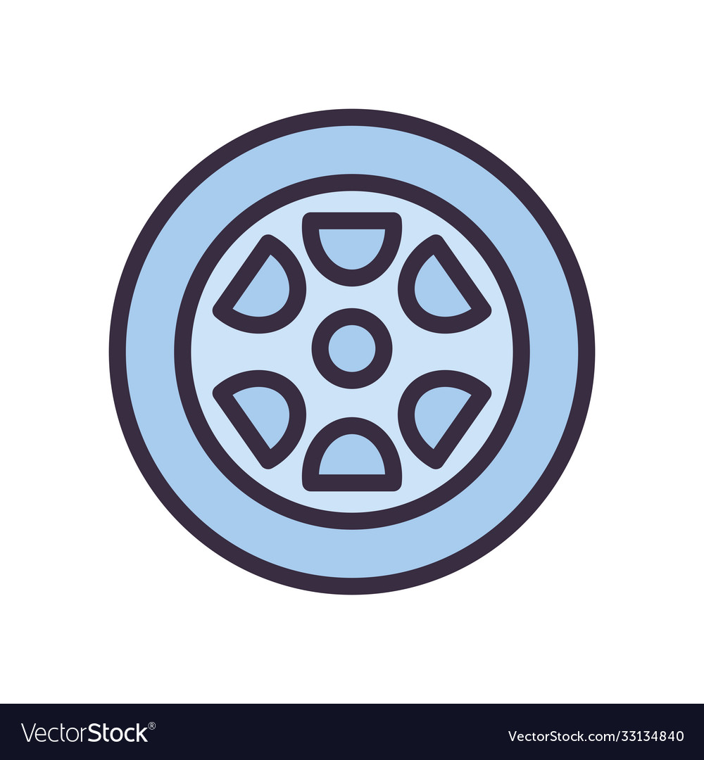 Car wheel line and fill style icon design