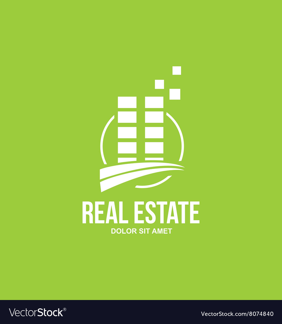 Flat real estate green building logo