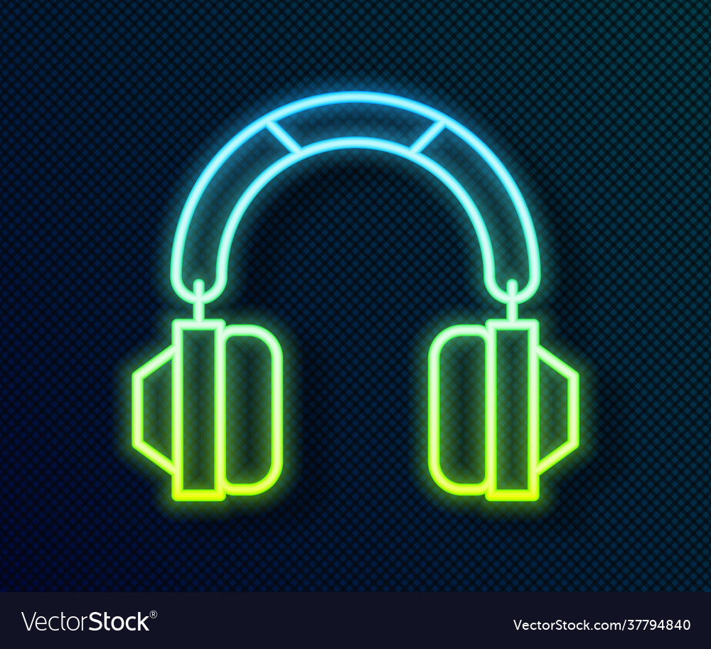 Glowing neon line headphones icon isolated Vector Image