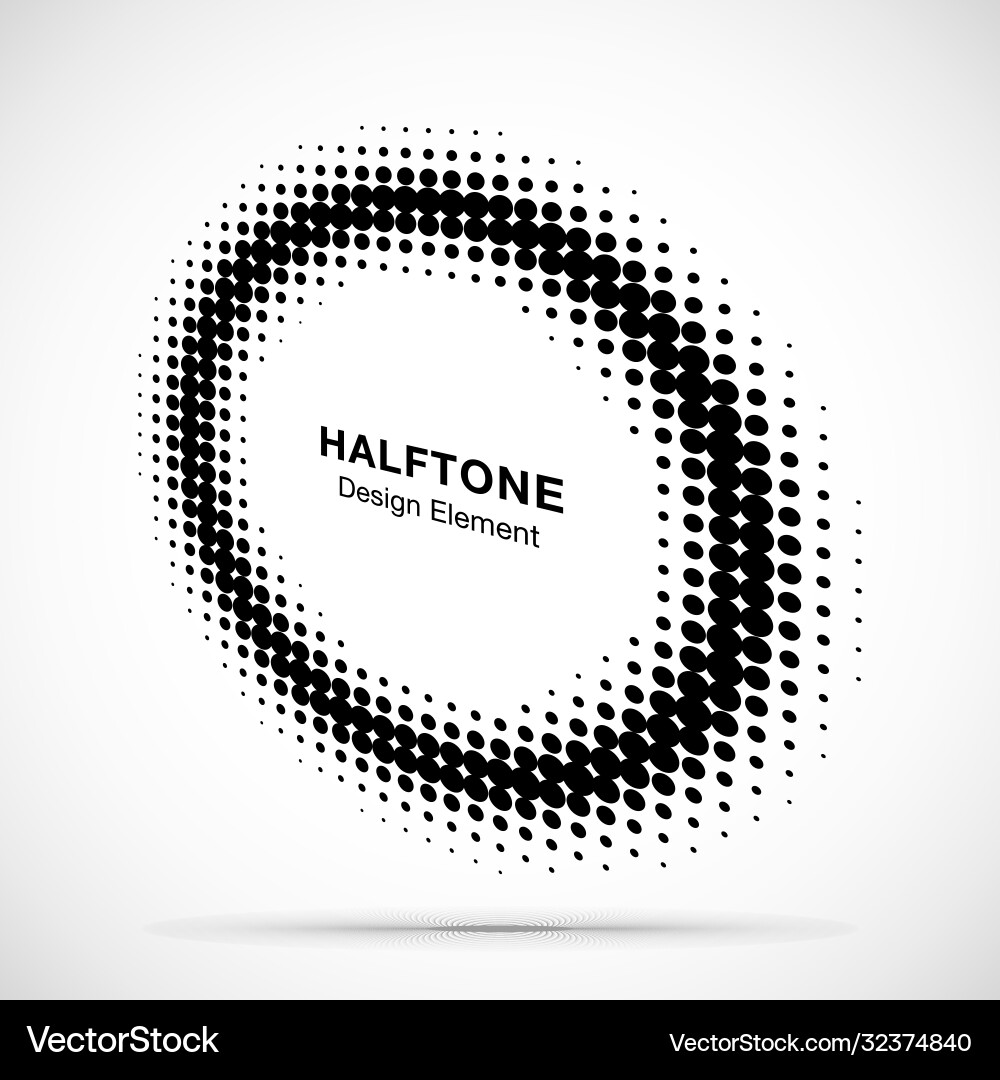 Halftone circle dots logo perspective frame Vector Image