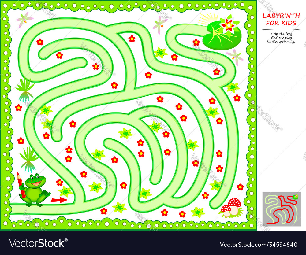 Logical puzzle game with labyrinth for little vector image Logical puzzle game with labyrinth for little