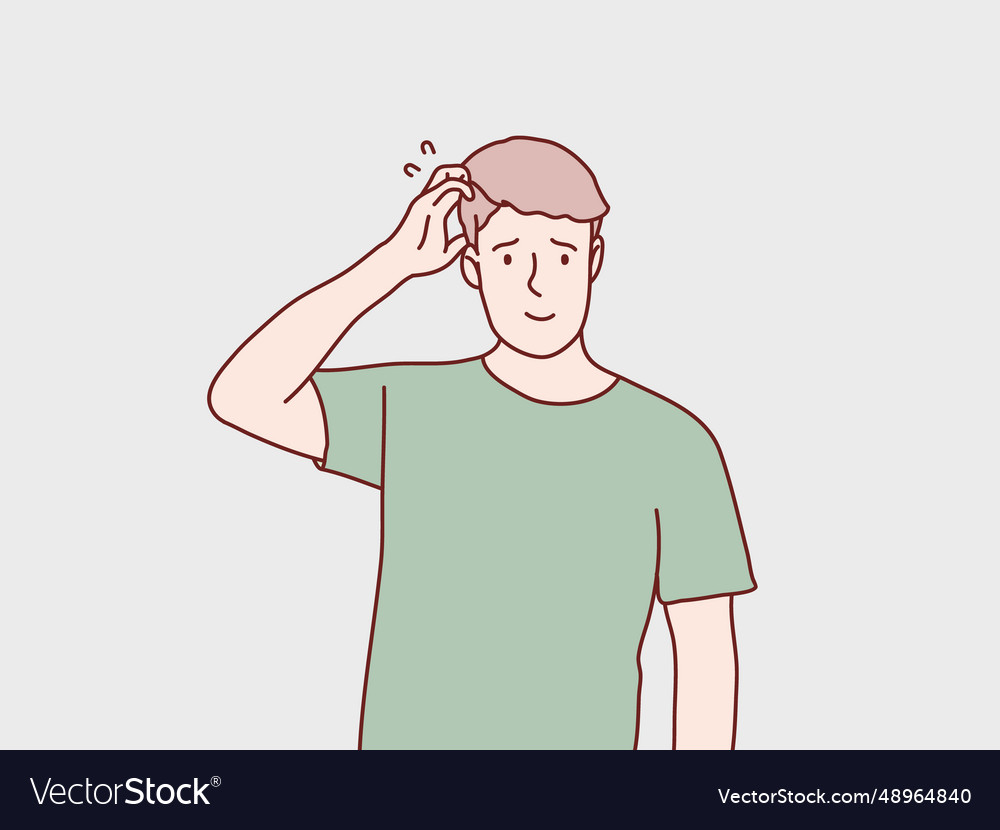 Man confuse scratched head in astonishment simple Vector Image