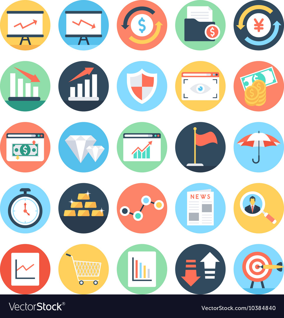 Market and Economics Colored Icons 4 Royalty Free Vector