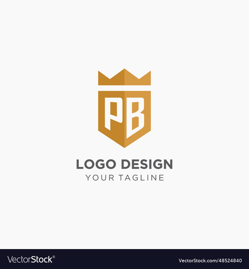 Monogram pb logo with geometric shield and crown
