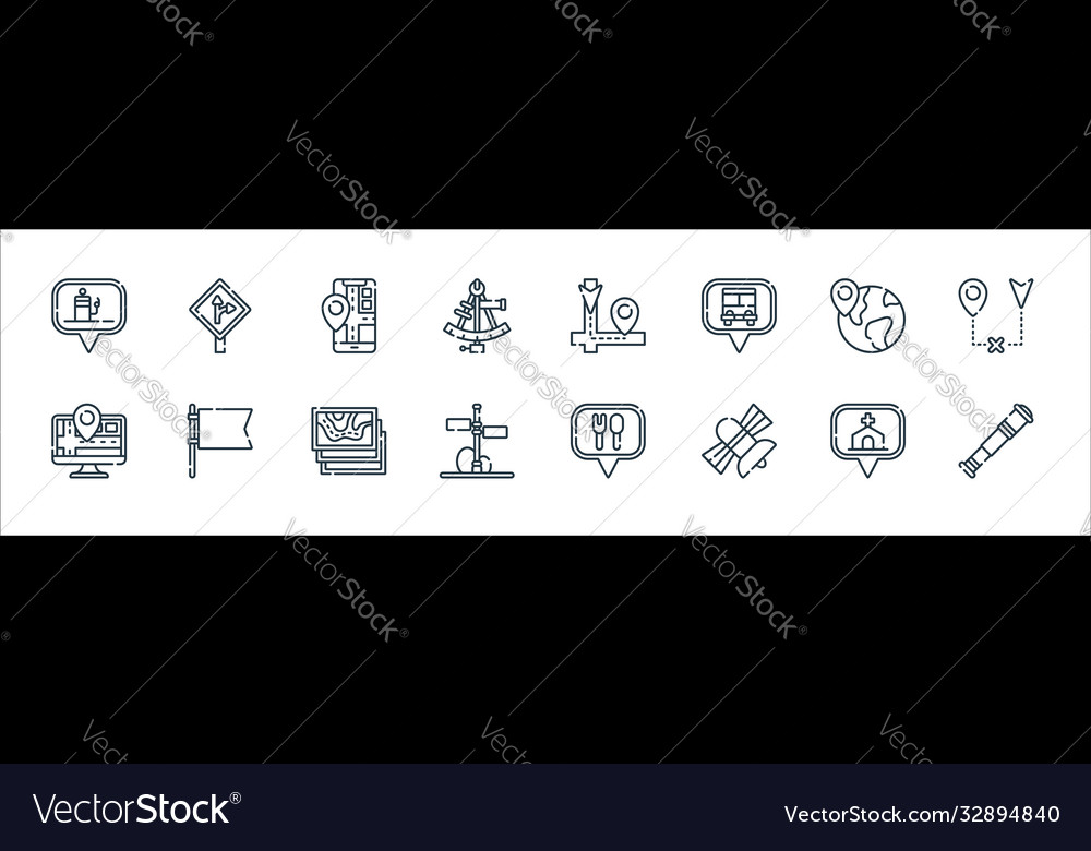 Navigation and maps line icons linear set quality vector image Navigation and maps line icons linear set quality