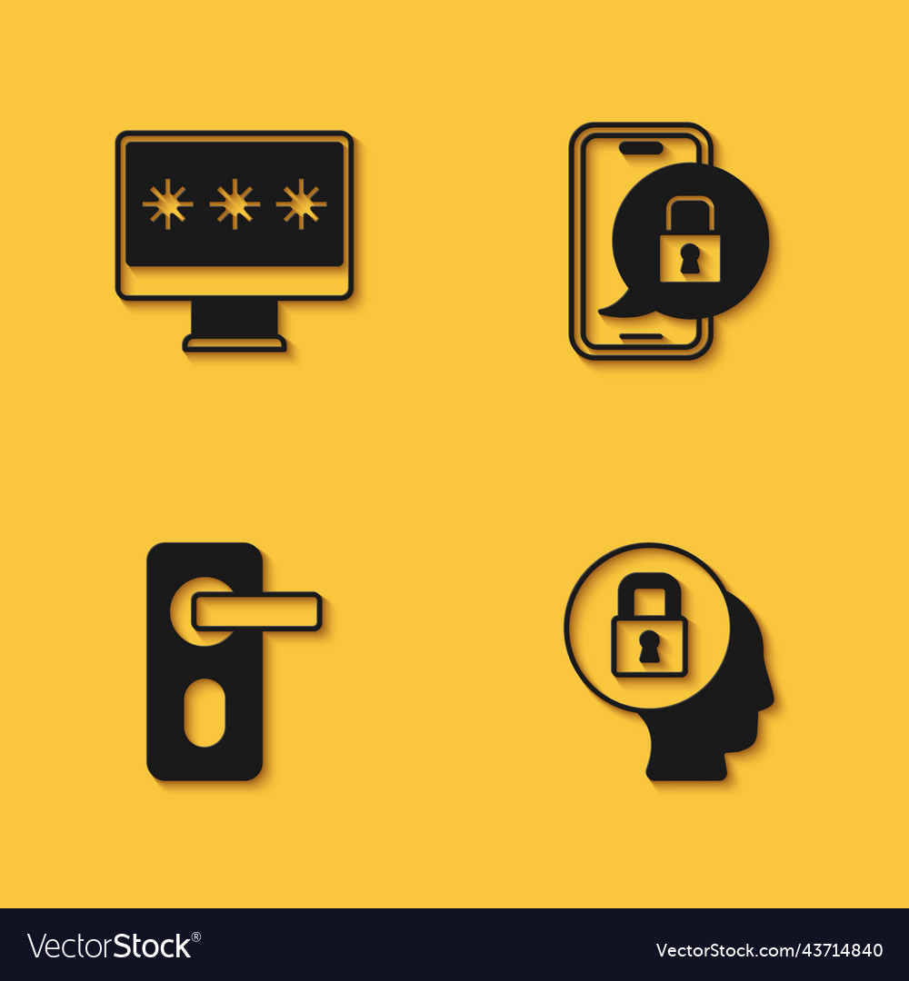 Set monitor with password lock fingerprint door vector image Set monitor with password lock fingerprint door