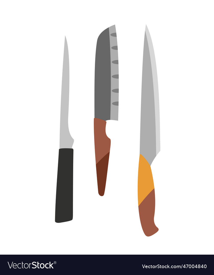 Set of metal knives