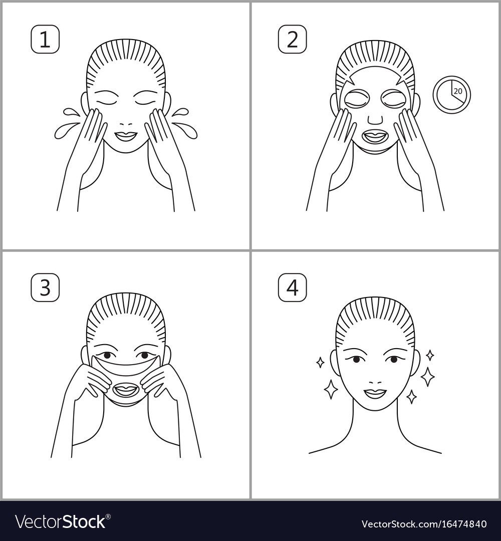 Steps how to apply facial mask isolated Royalty Free Vector