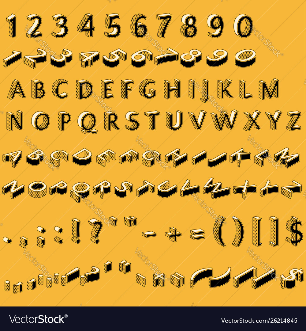 Alphabet letters numbers and punctuation marks vector image Alphabet letters numbers and punctuation marks