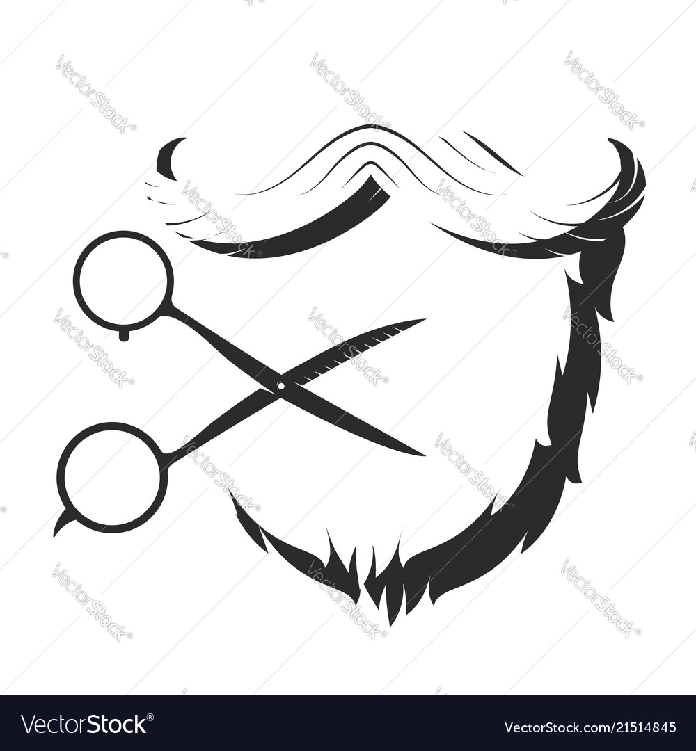 Beard and silhouette scissors Royalty Free Vector Image