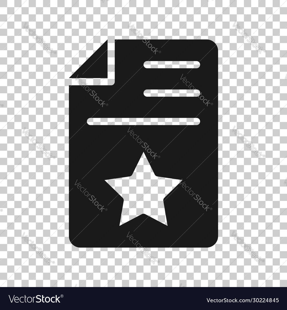 Document with star icon in flat style wish list