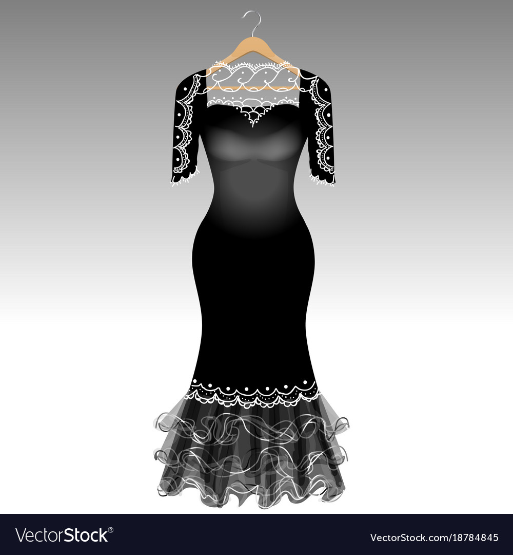 Elegant Black Dress With Lace Royalty Free Vector Image 7140