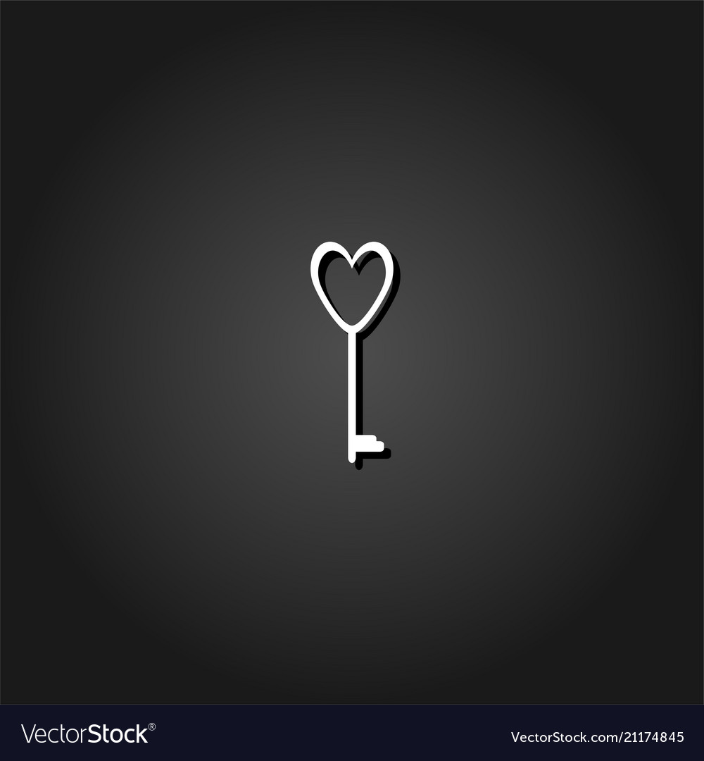 Heart key icon flat