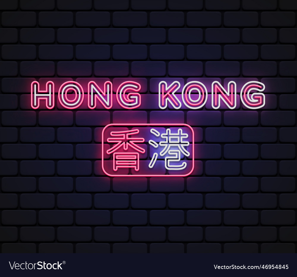 Hong kong city neon sign design template light Vector Image