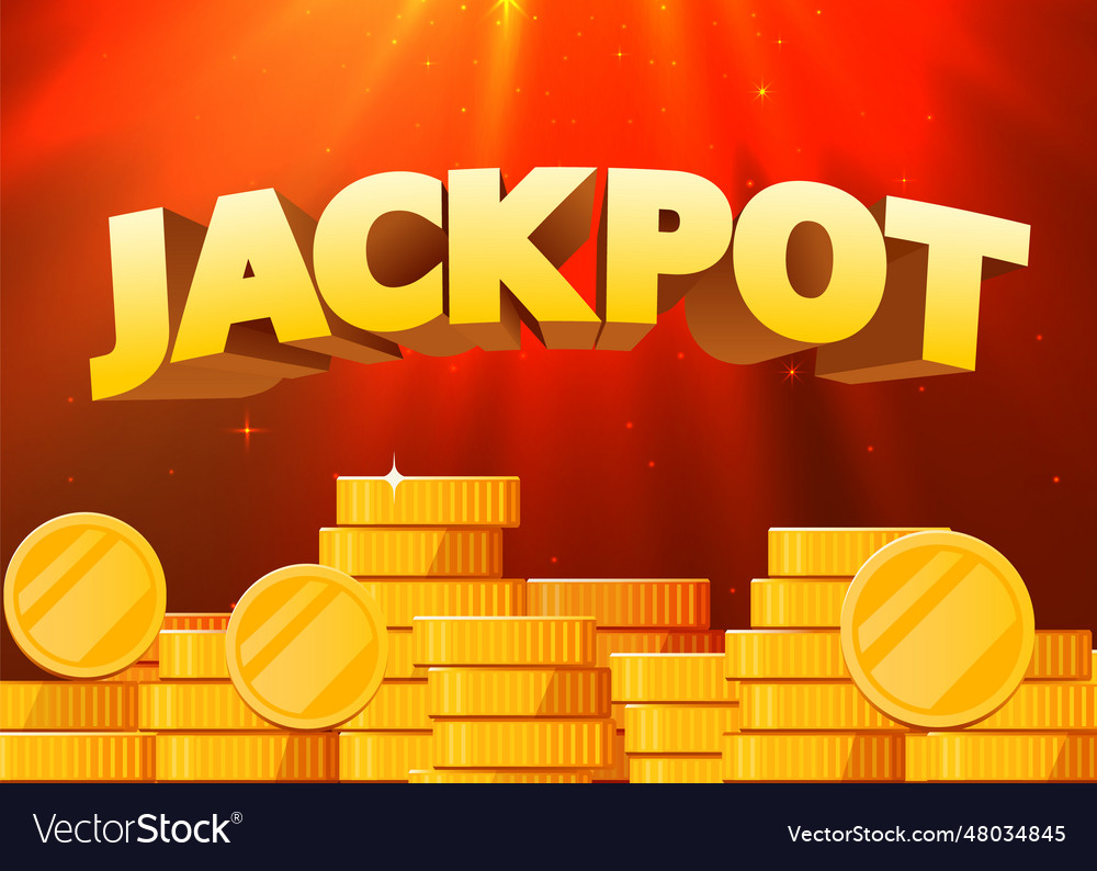 Jackpot-Zeichen mit gold realistischen 3d Münzen