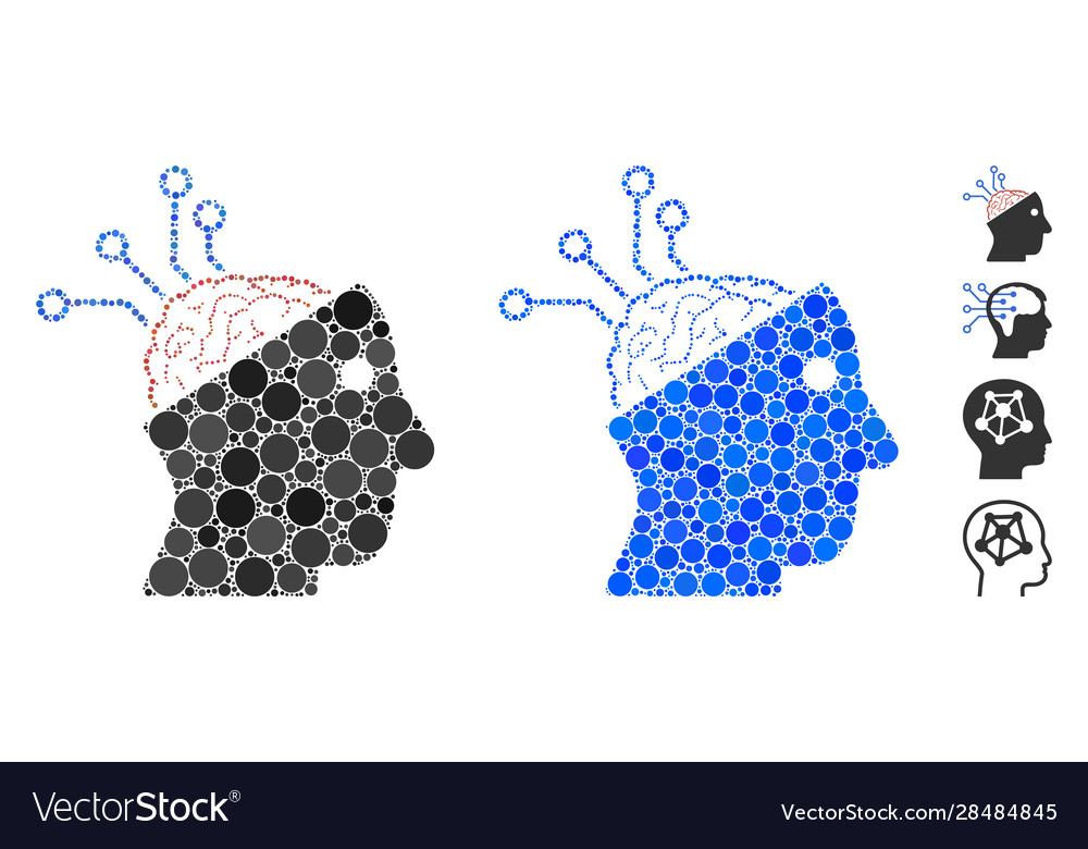 Neural interface links mosaic icon circle dots vector image Neural interface links mosaic icon circle dots