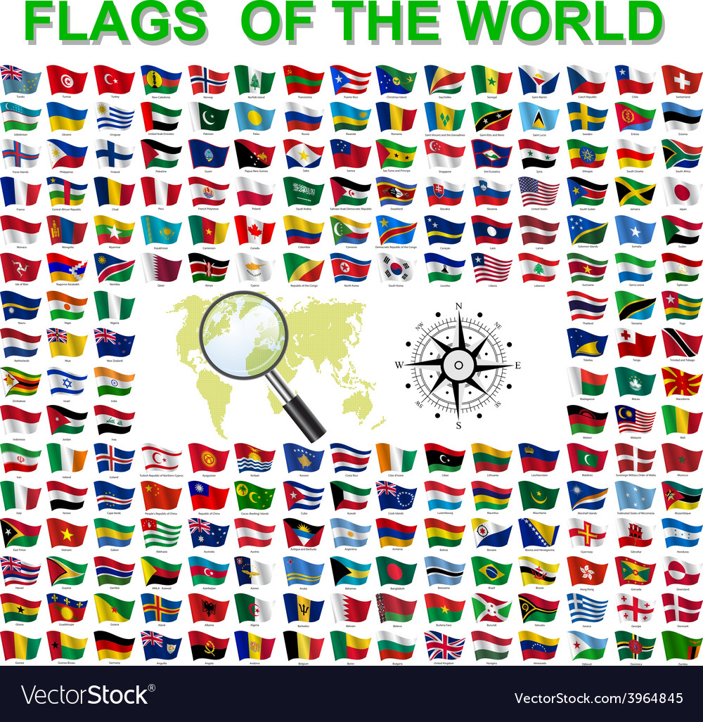 Set of flags world sovereign states