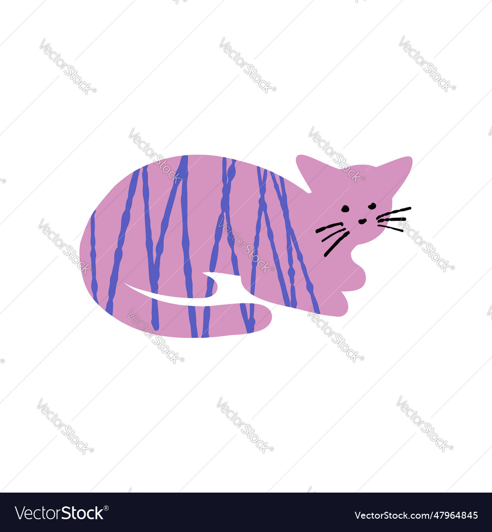 Textured cute cat pink color isolated