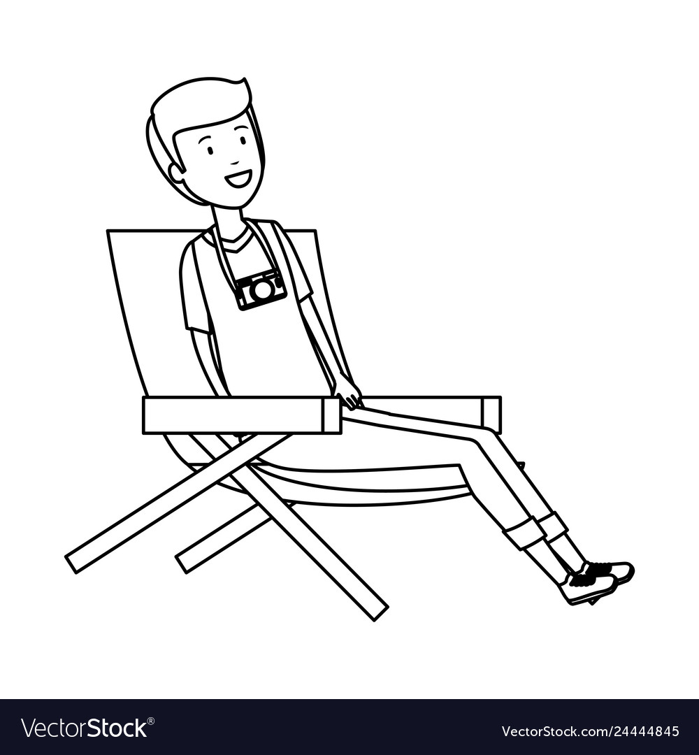 Tourist man sitting in chair character Royalty Free Vector