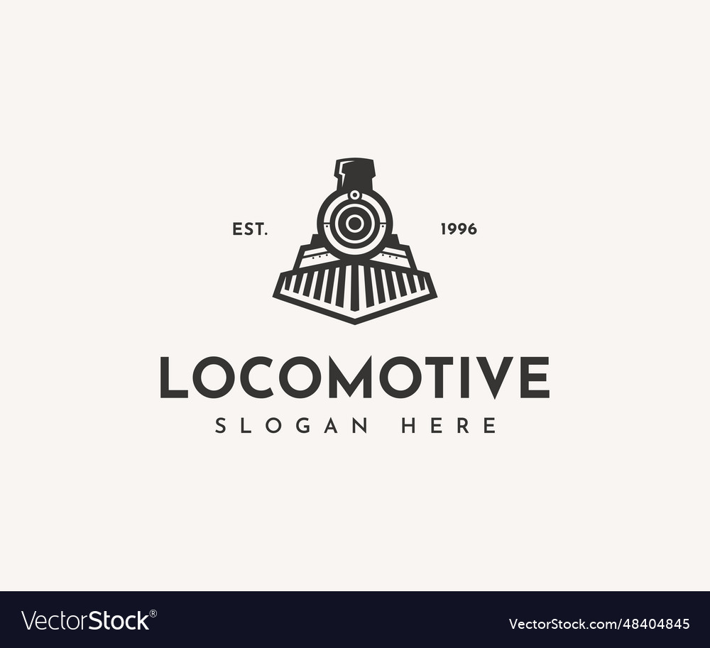 Vintage old locomotive train logo design template