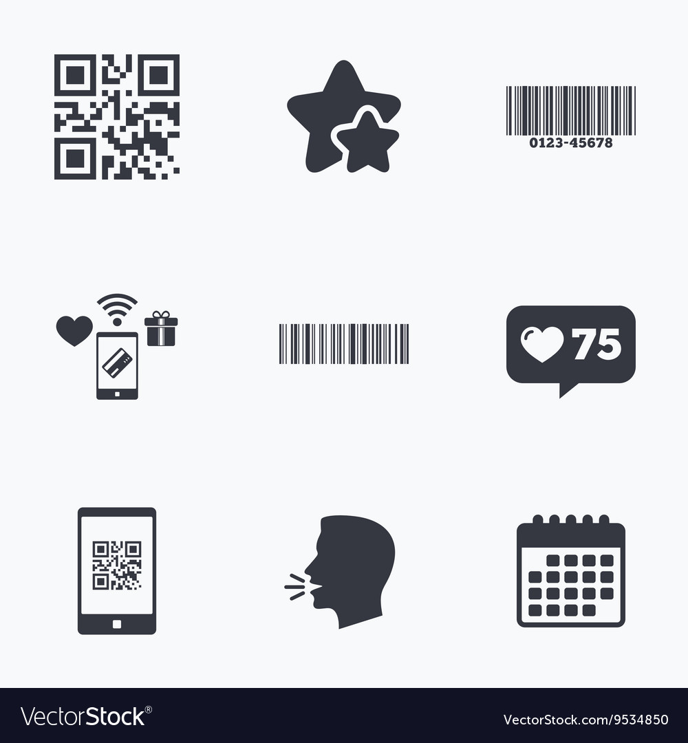Bar and qr code icons scan barcode symbol