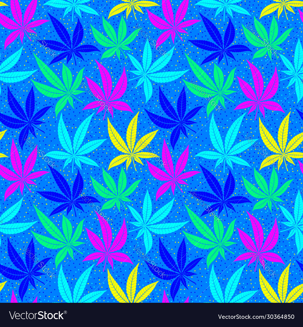 Cannabis leaves bright multicolored seamless vector image Cannabis leaves bright multicolored seamless