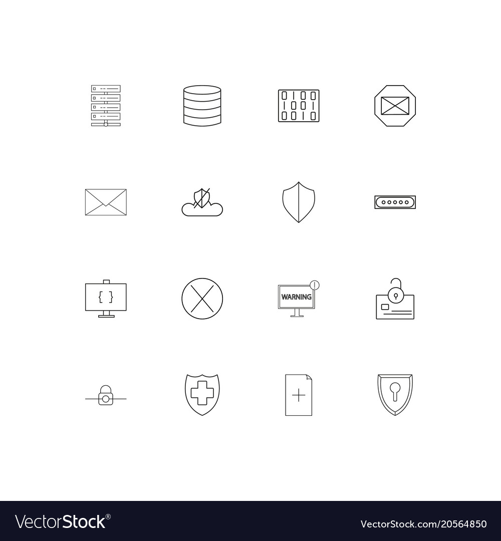 Cyber security simple linear icons set outlined
