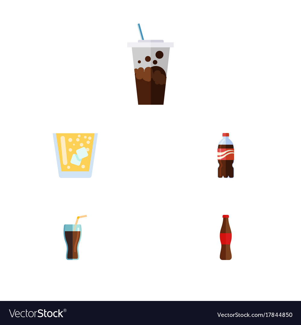 Flat icon drink set of juice bottle fizzy Vector Image