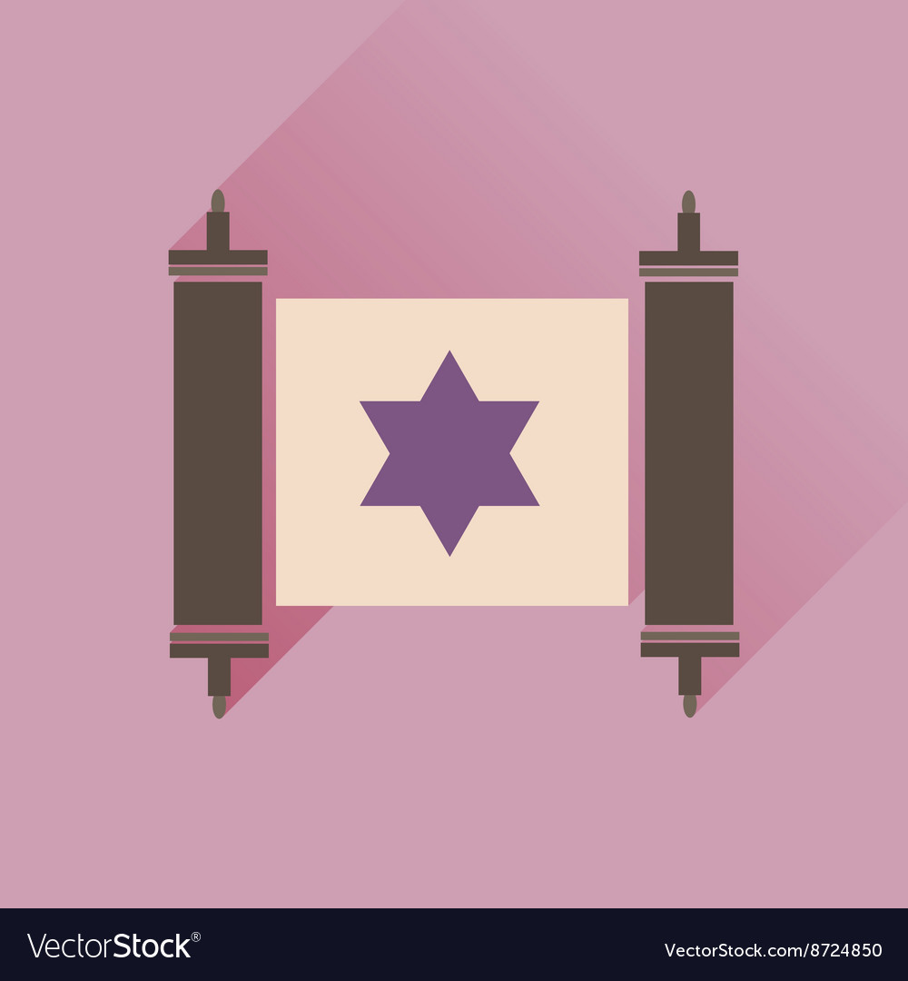 Flat icon with long shadow torah scroll