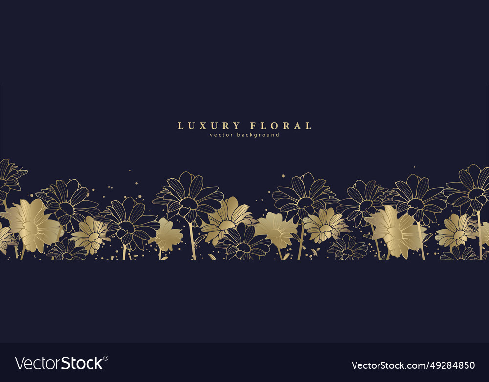 Floral dark blue luxury background Royalty Free Vector Image