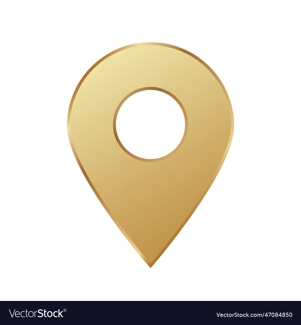 Golden map pin gold pointer vector image Golden map pin gold pointer