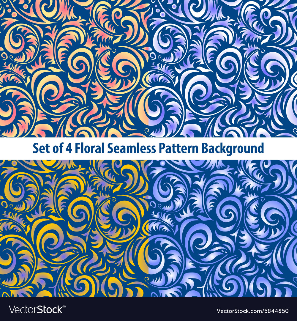 Set Fl Backgrounds Gorgeous Seamless Vector Image