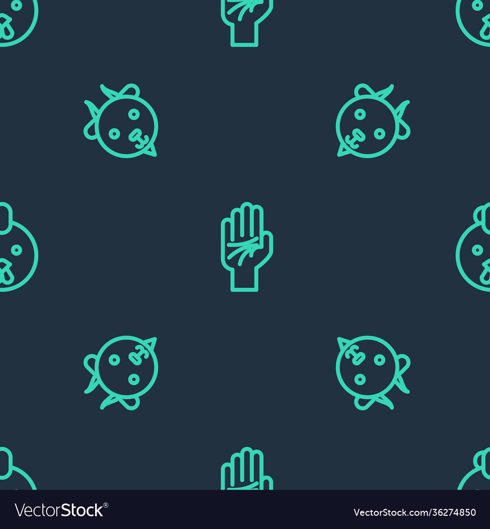 Set line palmistry hand aries zodiac vector image Set line palmistry hand aries zodiac