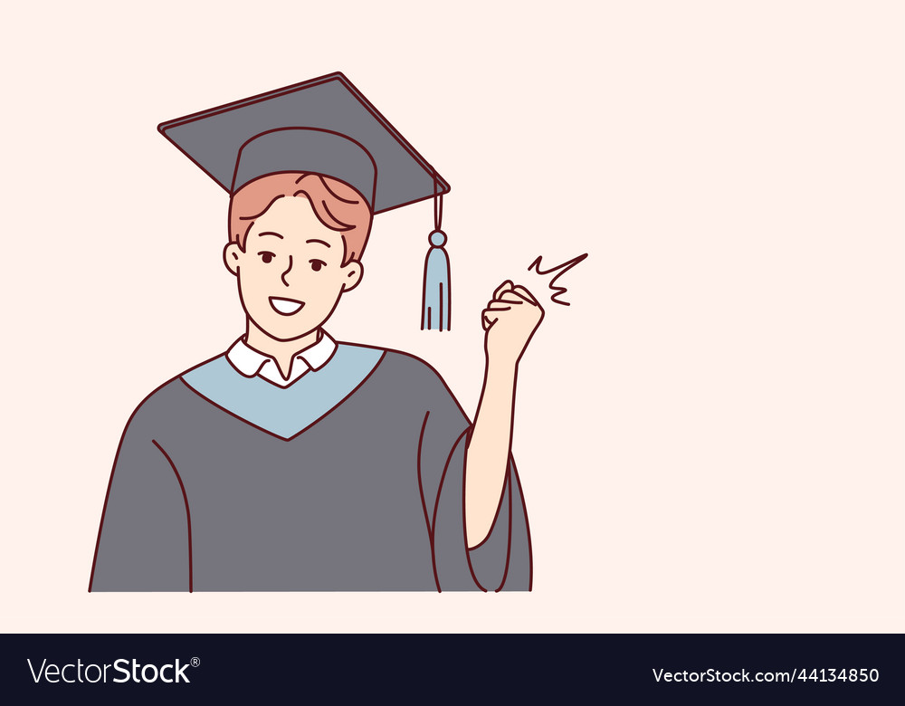 Smiling guy excited with successful graduation