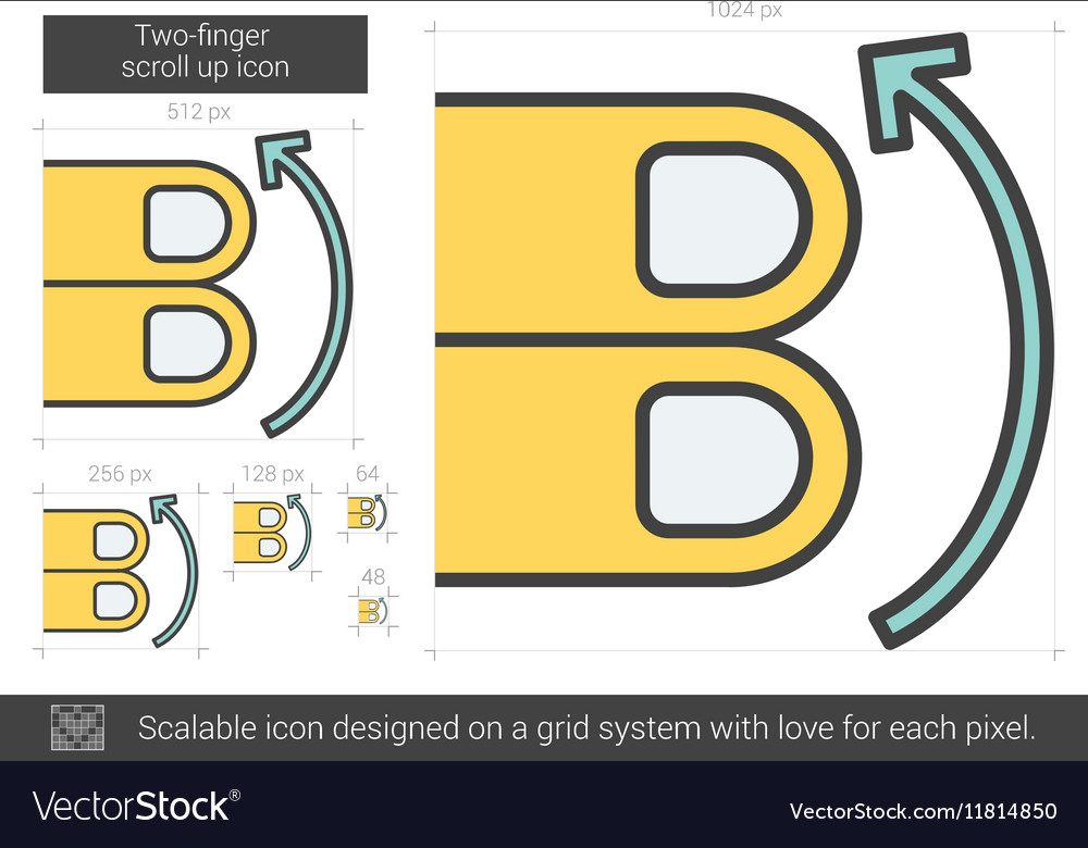Two-finger scroll up line icon