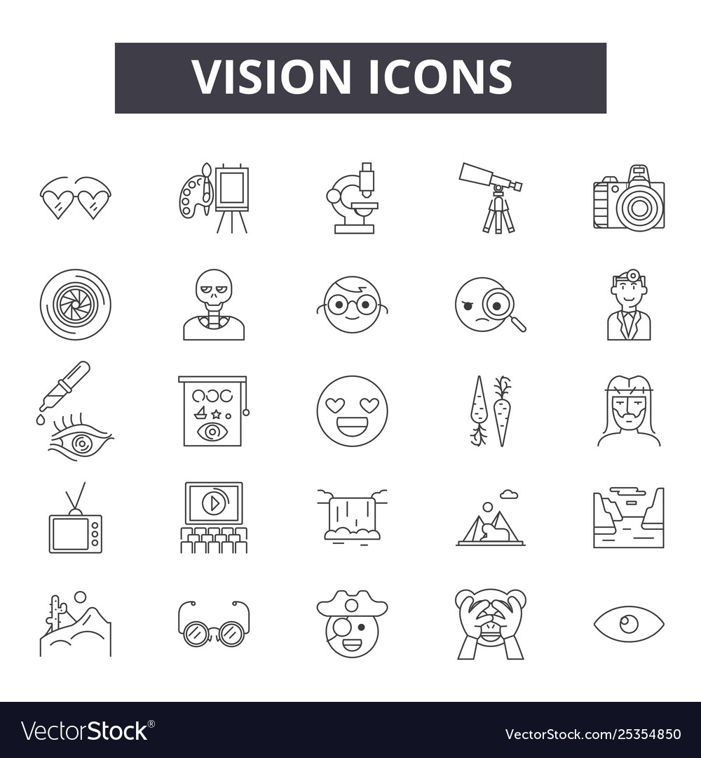 Vision line icons signs set linear