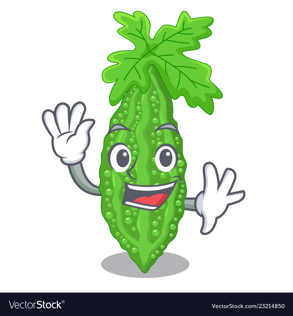 Waving bitter melon gourd on shape cartoon