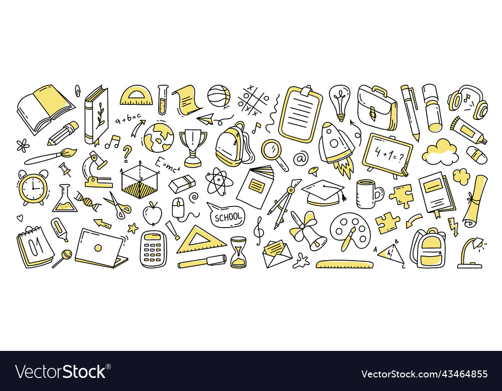 Back to school doodle a large set of elements