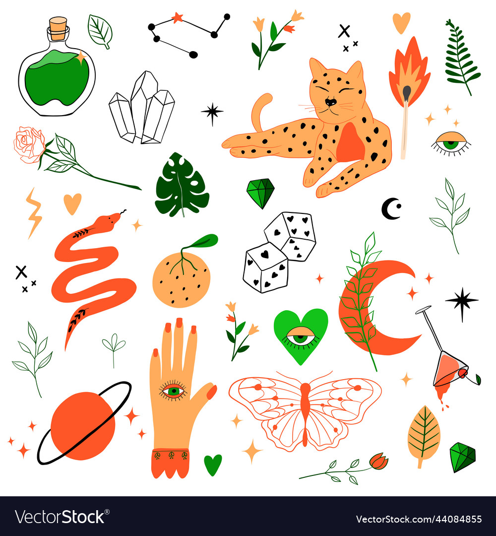 Boho element collection vector image Boho element collection