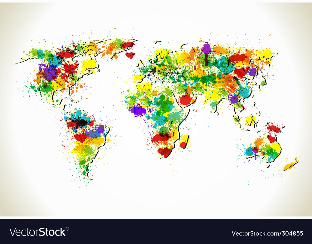 Colorful Paint Splatter World Map