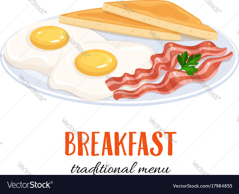 Eggs with bacon and toast Royalty Free Vector Image