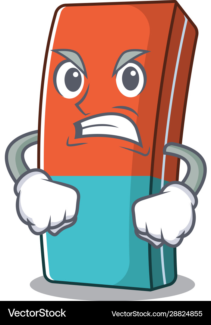 Eraser cartoon character design having angry face Vector Image