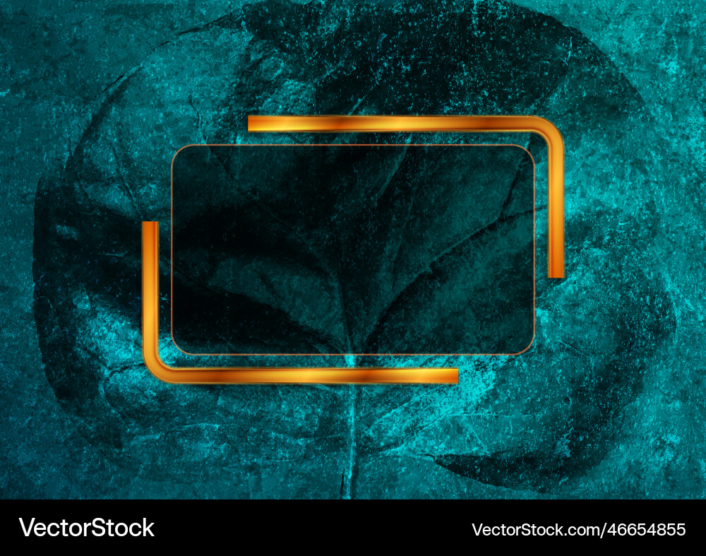 Grunge leaf turquoise background with bronze Vector Image