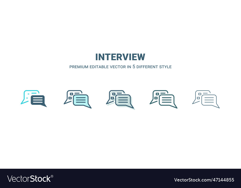 Interview icon in 5 different style outline vector image Interview icon in 5 different style outline